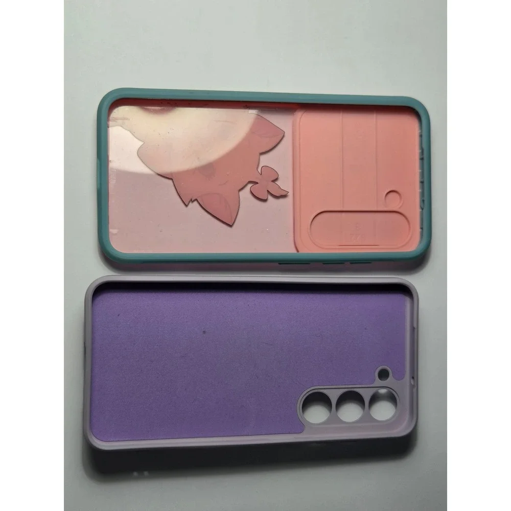 Samsung Galaxy Case Bundle Marie the Cat Pink Mirror Purple Floral Bow Grip